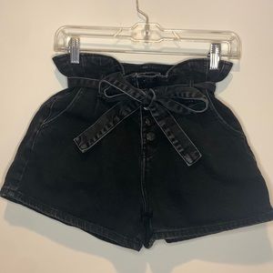 American Eagle Black Paperbag Denim Shorts Size 4
